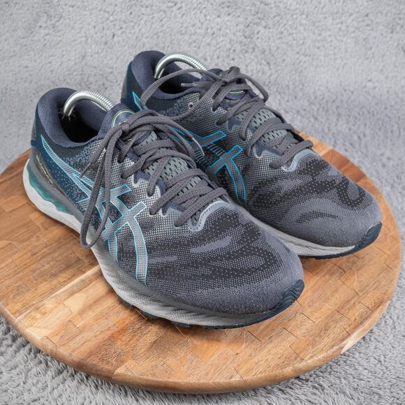 ASICS GEL Nimbus 23 Running Shoes Black Blue Athletic Sneakers Men's 10.5 Wide - Picture 1 of 9